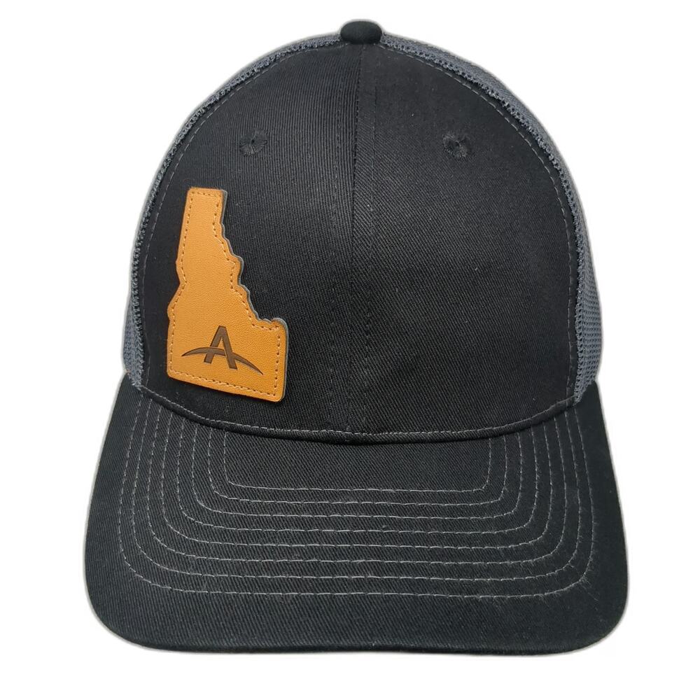 Atlas Idaho State Patch Trucker Hat Black One Size Mesh Back Snapback Gray